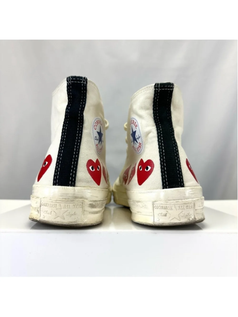 COMME DE garçon Converse Chuck Taylor hi-top Sneakers Mens Multi Hearts Size 10 - Picture 11 of 15